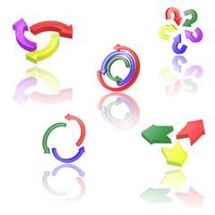 Set of icons or abstract designs - 3d arrows circling.