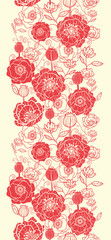 Vector red poppy flowers vertical seamless pattern ornament