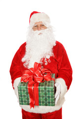 Isolated Santa Holding Christmas Gift