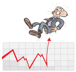 Gartoon Businessman on a diagram.