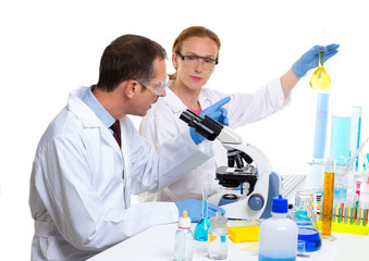 chemical laboratory with two scientist working