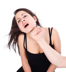 Fototapeta premium Young girl getting a punch