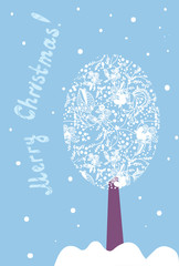 Christmas background with tree and snow