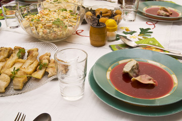 Festive table for Christmas .