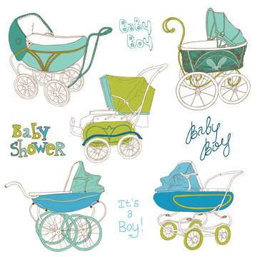 Baby Carriage Set - for your design and scrapbook in vector
