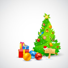 Christmas Gift and Pine Tree