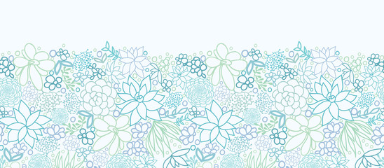 Vector Succulent Plants Horizontal Seamless Pattern Ornament