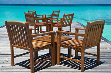 Tables at a beach bar