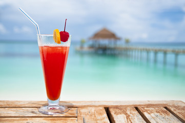 Red - orange drink at a luxury holiday resort