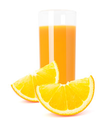 Juice glass and orange fruit