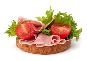 healthy sandwich with vegetable and smoked ham