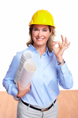 Architect woman with a plan.