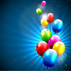 Modern birthday background with colorful balloons