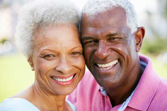 Outdoor Portrait Of Happy Senior Couple
