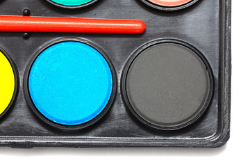 watercolor paints on a white background