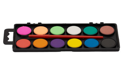 watercolor paints on a white background