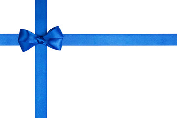 composition with blue ribbons and a simple bow