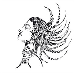 african woman with tresses, decorative