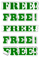 Various green lettering as free stickers - illustration