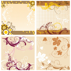 Set of floral decorative backgrounds