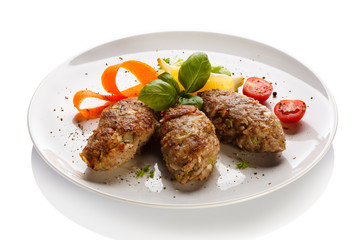 Roasted meatballs and vegetable salad