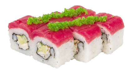 Maki Sushi - Roll made of Crab, avocado, cucumber inside. Fresh