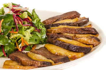 duck fillet, mashed potatoes seasoned with truffle oil, fig and