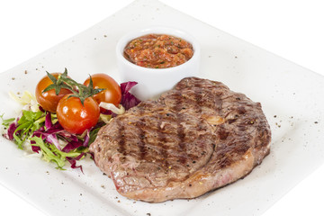 Grilled Beef Steak Isolated On a White Background