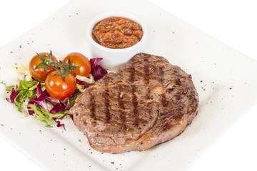 Grilled Beef Steak Isolated On a White Background