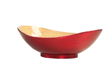 Wooden Bowl Isolated on White