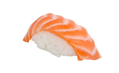 studio shoot of japanese sushi vaki with salmon on white backgro