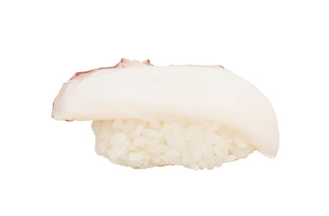 Japanese sushi with meat octopus on a white background