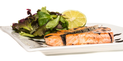 savory fish portion : roasted norwegian salmon fillet garnished