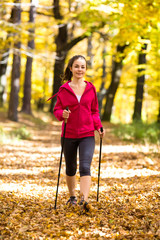 Nordic walking - active girl outdoor