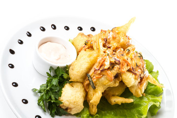 Japanese style pork cutlet with carrot and asparagus