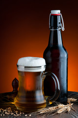 glass and bottle of beer