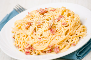 Pasta with bacon and cream sauce