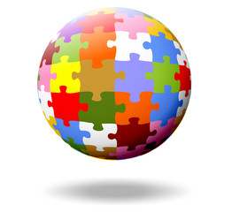 bunte Puzzle Teile als Kugel