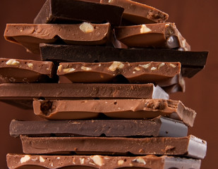 Stack of different sorts chocolate