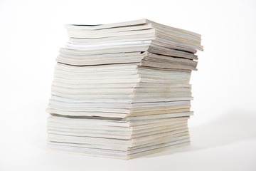 pile of books on white background