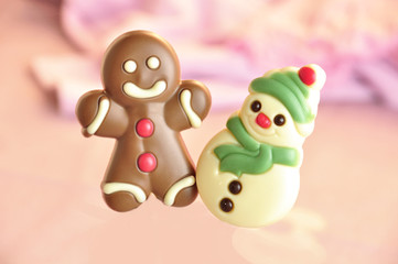 gingerbread man and snowman of chocolate