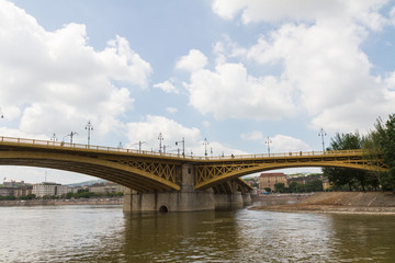 Fototapeta na wymiar Scenic view of the recently renewed Margit bridge in Budapest.