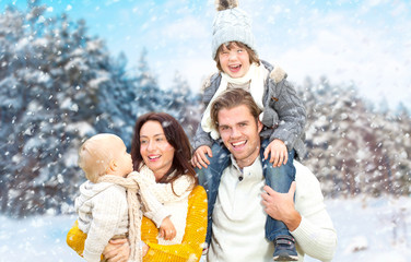 happy family winter time