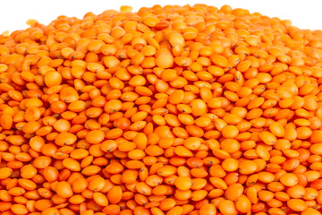 red lentils isolated on white
