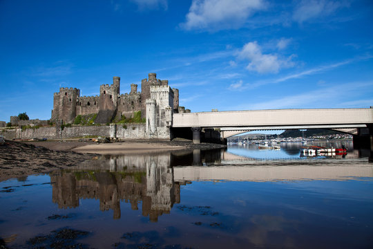 Conwy Castle at low tide 