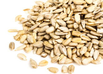 fresh sunflower seeds isolated on a white background