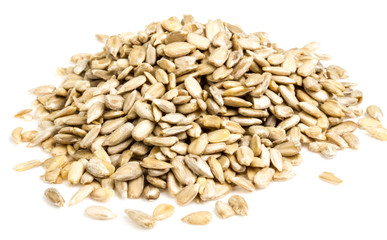 fresh sunflower seeds isolated on a white background