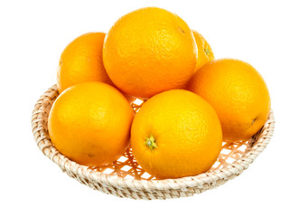 heap of oranges in the dish on white background