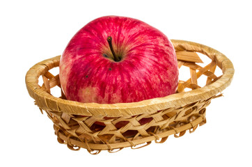 fresh red apples in the dish isolated on white background