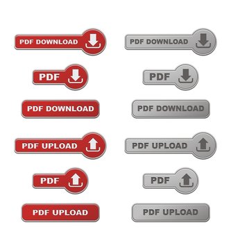set of  upload anf download PDF button wirh hover state